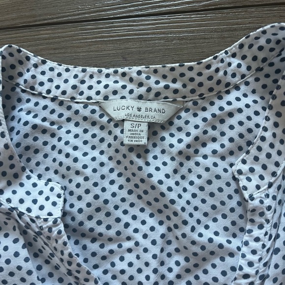 Lucky Brand Boho Blue and White Polka Dot Blouse - Picture 4 of 5